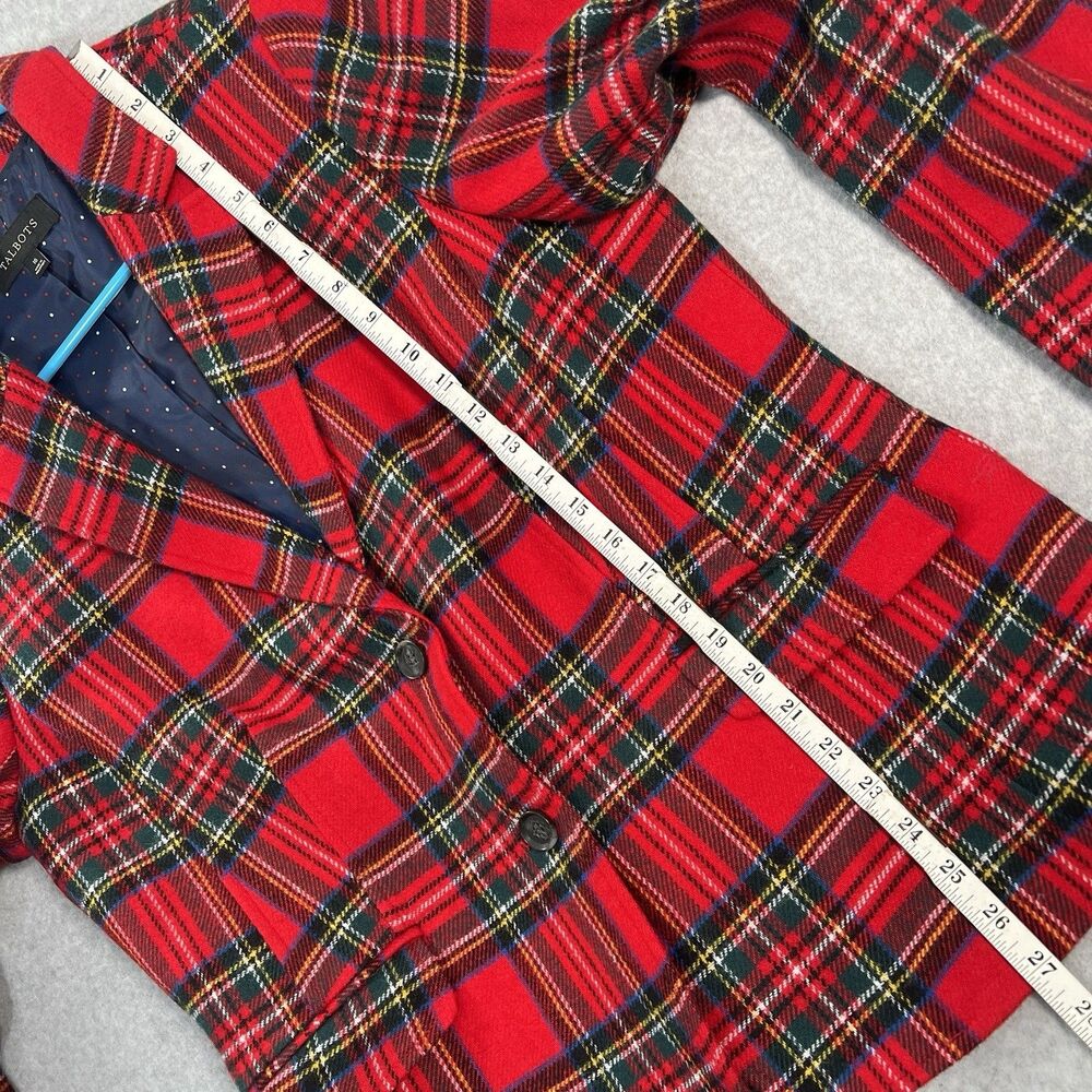 Talbots Red Tartan Plaid Blazer 16 Christmas Holiday Wool Blend Work Classic - Picture 11 of 16